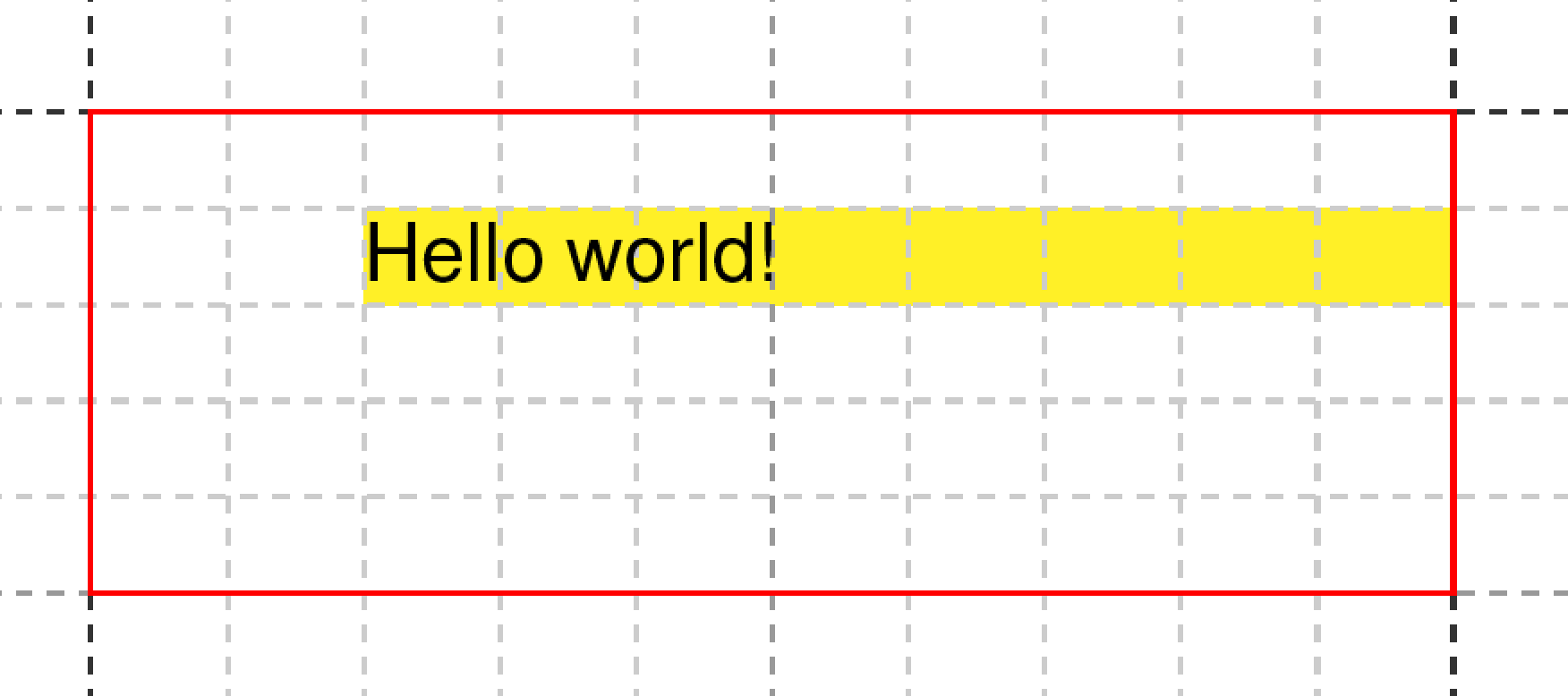 Grid with grid allocation display switched on. The yellow area is internally marked as “allocated”.