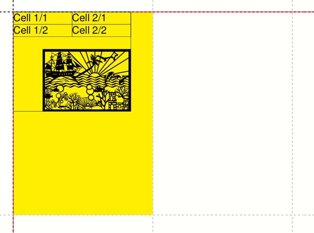 Section of a page. The grid within the group is much finer than the coarse page grid.