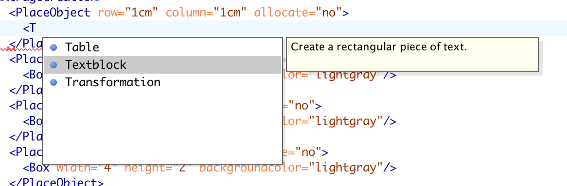 Selection of allowed child elements