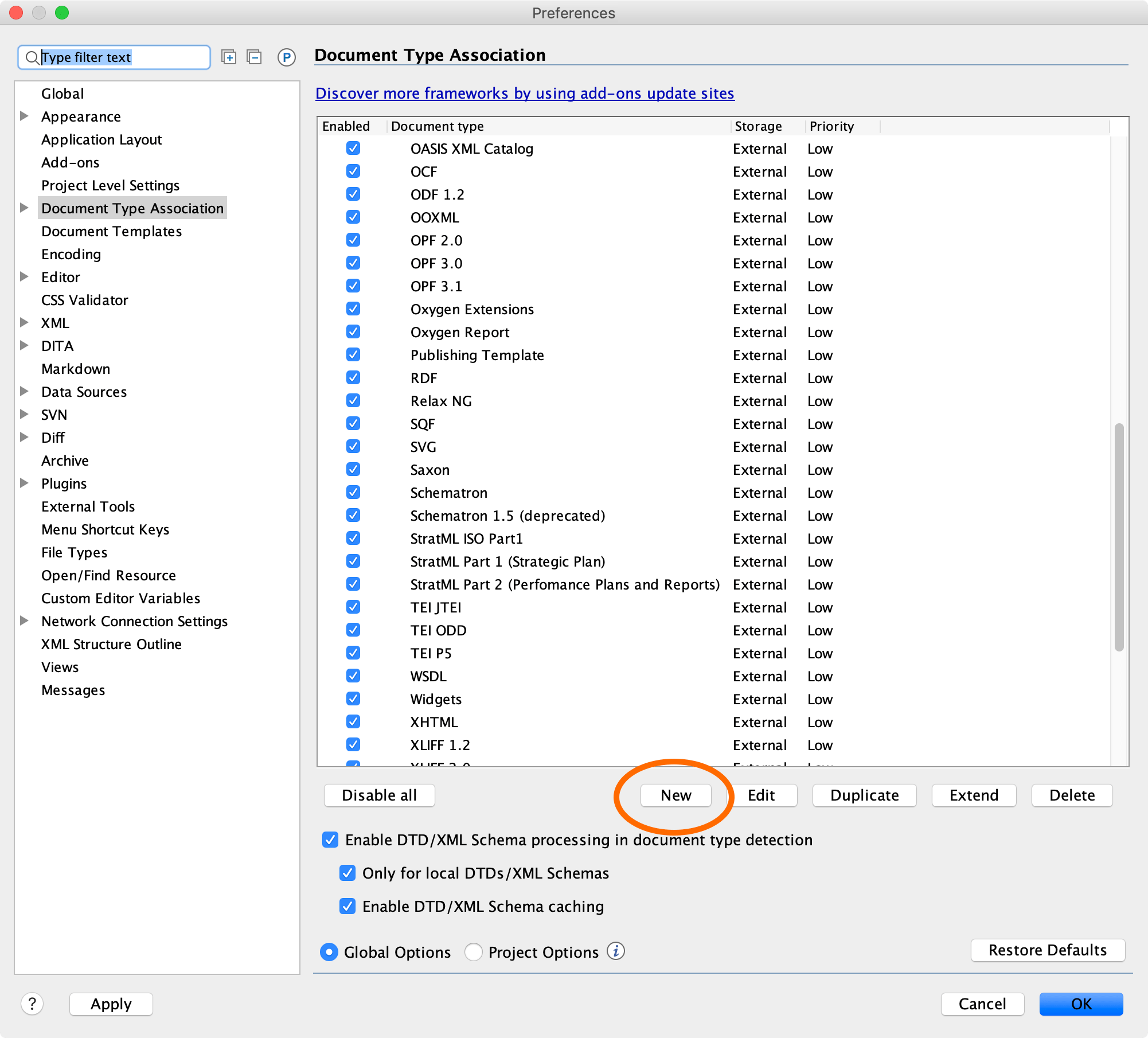 In the settings you select the assignment of the document types (Document Type Association). Then click on &ldquo;New&rdquo; to create a new association