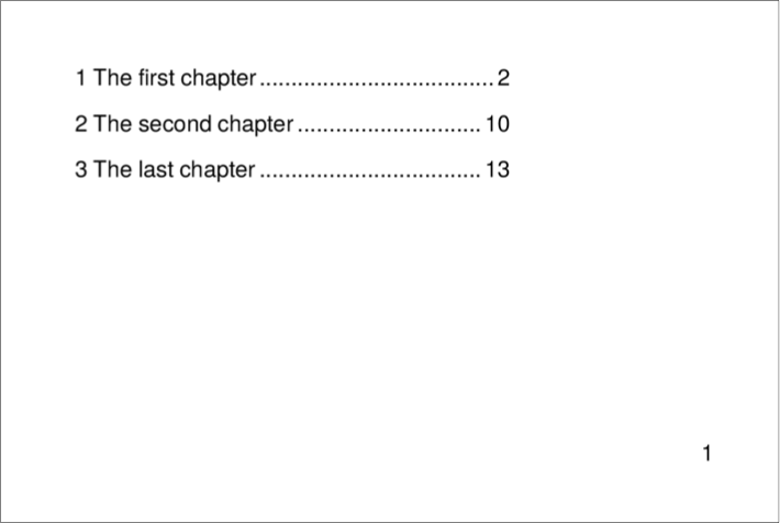 The table of contents is created in one pass and inserted at the front.