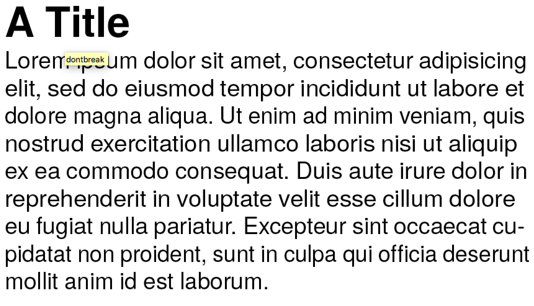 Tooltip with the text format