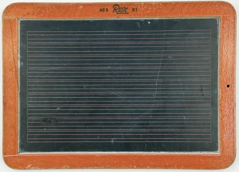 A classic school slate with wooden frame
