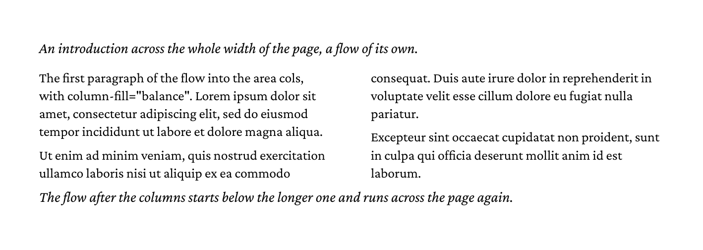 a flow balanced over two columns